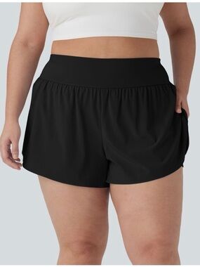 Halara SoftlyZero Quick Dry High-Waisted 2-in-1 running shorts - black - 1X 18